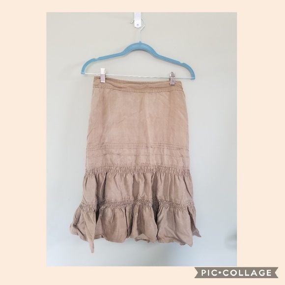 Banana Republic tan ruffle skirt size 0 - Picture 1 of 6